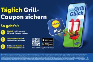 Lidl Plus Dein Grill Glück: täglich App öffnen & Grill-Coupon sichern (Gratisartikel, Exklusive Rabatte)