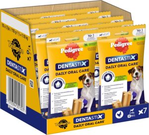 Pedigree DentaStix Daily Oral Care Zahnpflegesnack für kleine Hunde – 70 Sticks (10 x 7 Stück)