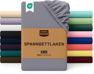 Utopia Bedding Spannbettlaken 140x200cm Grau – Mikrofaser Spannbetttuch